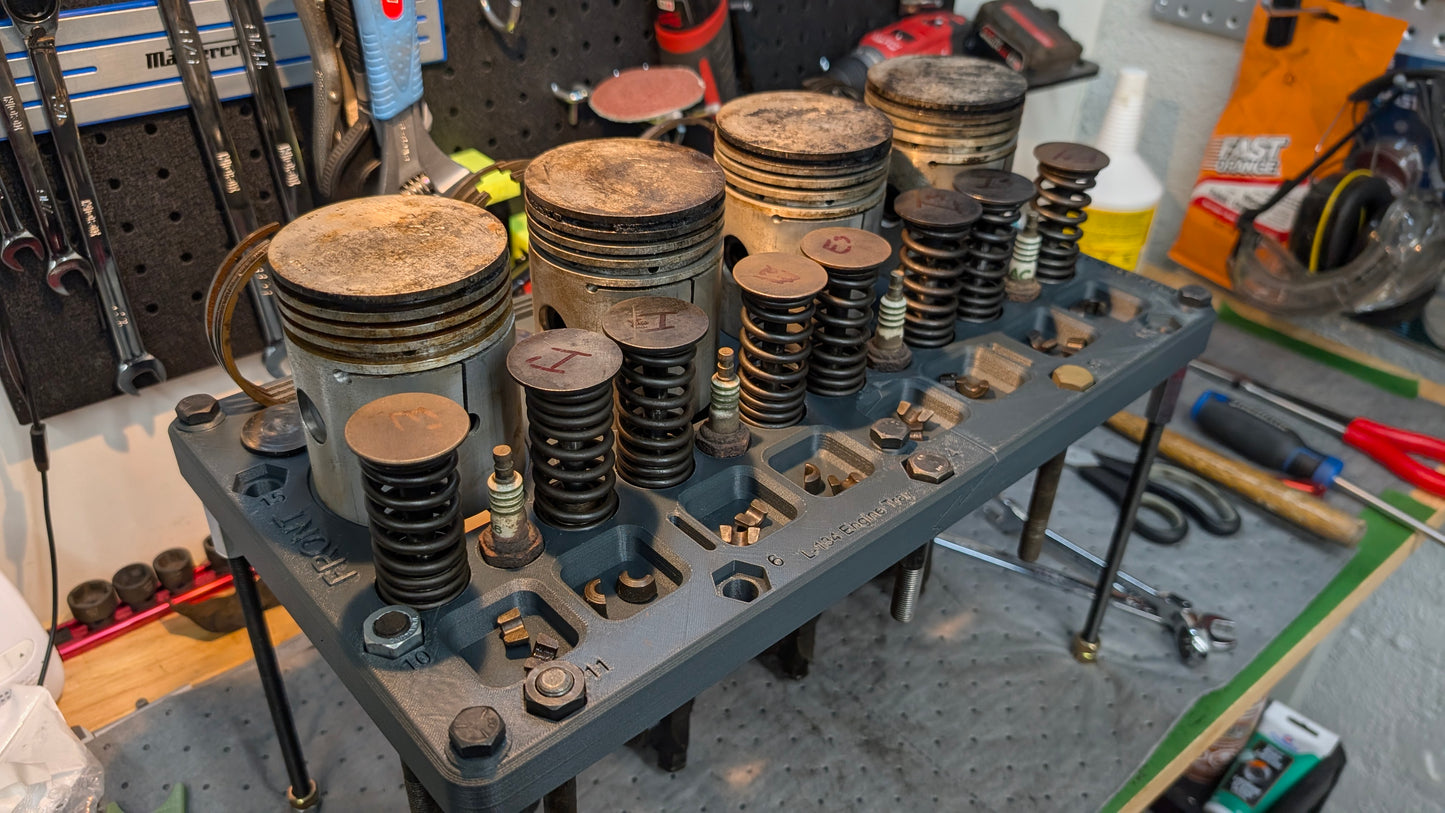 G503 WW2 L-134 Jeep Flathead Engine Disassembly & Valve Organization Tray (GPW / Willys MB + CJ2A, CJ3A)